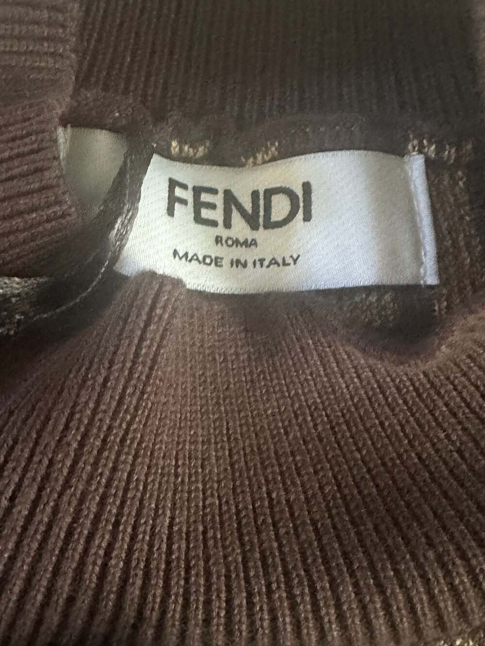 Fendi FF Monogram Knit Mock Neck Short Sleeve Midi Dress - Picture 10 of 10